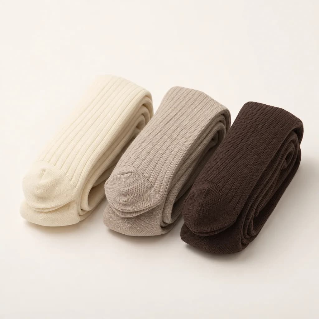 Halve Ribbed Cotton Socks, Set of Three